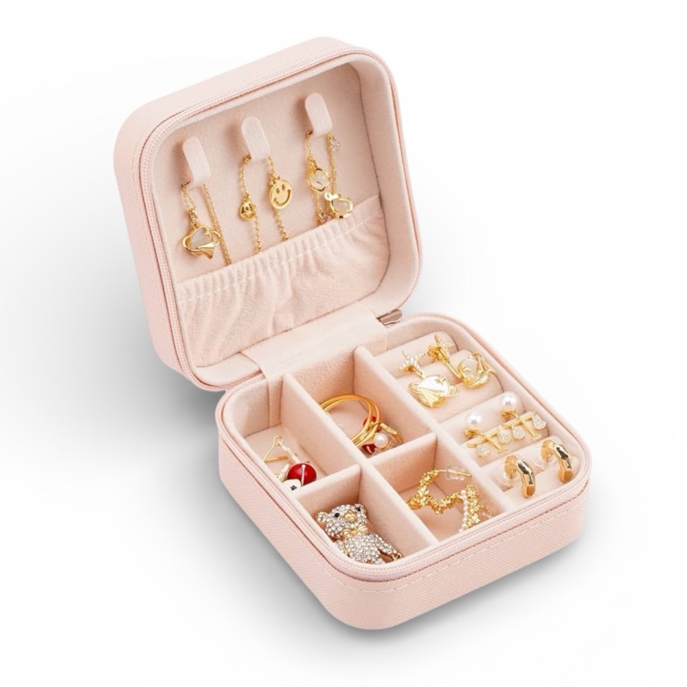 Mini Portable Pink Travel Jewelry Case - Picture 4 of 10